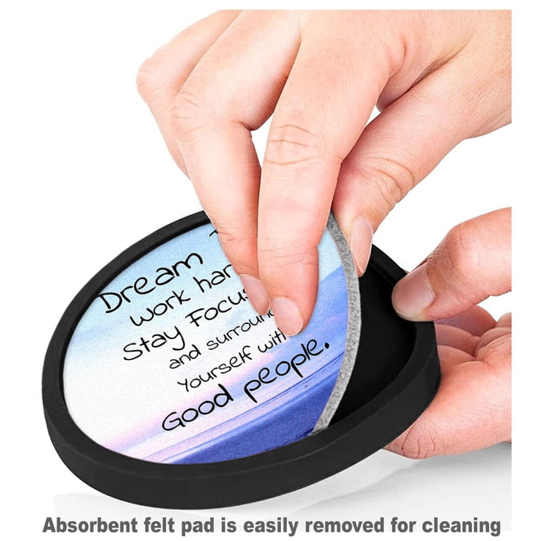 Outer Space Drink Coasters - Set Of 4 Absorbent Silicone Coasters With Removable Felt Pads, Protects Furniture