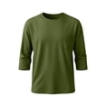 thumbnail image 6 of Mifsaly Cotton Tshirts for Men 3/4 Sleeve Casual Crewneck Tops Soft Breathable Regular Fit Layering Everyday Lounge Pullover Army Green,L, 6 of 7