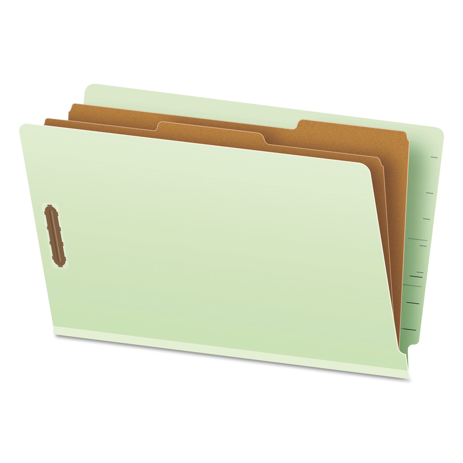 Pressboard End Tab Folders, Legal, 2 Dividers/6 Section, Pale Green, 10