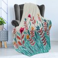 thumbnail image 4 of Botanical Soft Flannel Fleece Blanket, Doodle Ornamental Poppy Flower with Abstract Sketch Leaves and Grass Meadow Print, Cozy Plush for Indoor and Outdoor Use, 50" x 70", Multicolor, by Ambesonne, 4 of 5