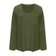 thumbnail image 6 of Aboser Plus Size Tops for Women Long Sleeve Basic Tees Oversized Scoop Neck T-Shirts Casual Solid Color Tee Shirt Loose Fit Comfy Tshirt Top Army Green XXXL, 6 of 7