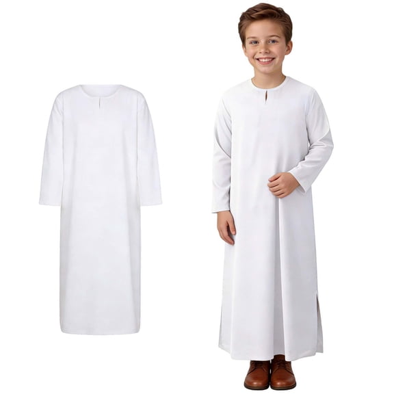 Thobe for Boy Long Sleeve White Thobe Eid Outfit Boys Size 9-10 Years Clothes