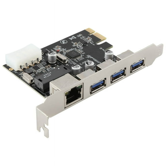 PCIe Slot to RJ45 USB 3.0 PCIe Expansion Card,with Gigabit Ethernet Controller PCI Express Adapter for Desktop PC,1 x Riser card,Black