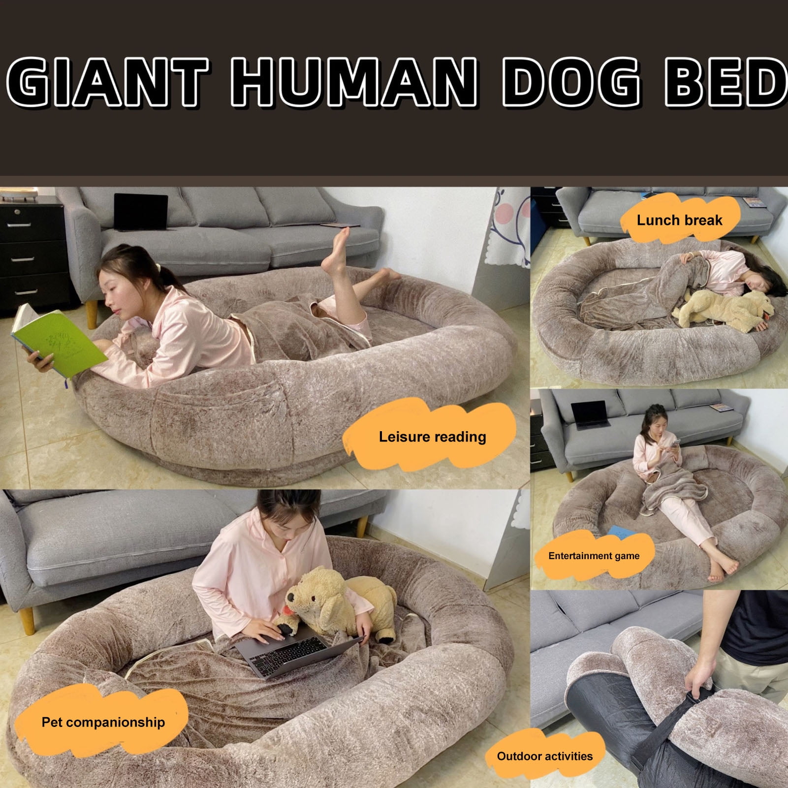 Human Sized Giant Dog Beds for Adults and Pets, Detachable