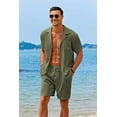 thumbnail image 3 of COOFANDY Men's 2 Pieces Shirt Sets Short Sleeve Casual Button Down Hippie T-Shirts Shorts Sets Summer Fashion Beach Outfits, 3 of 6