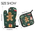 thumbnail image 2 of Yayeee Oven Mitts and Pot Holder Set of 4 Heat Resistant Kitchen Gloves Baking Hot Pad, Green Christmas Gingerbread, 2 of 5