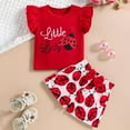 thumbnail image 2 of XZNPDUCQ Toddler Girls Summer Little Hero Short Sleeve Letter T Shirt Top Elastic Casual 2Pcs Outfits Cartoon Print 2PCS Set kids For 6 12 18 24 Months 2T 3T 4T 5T Dailywear Red，9-12 Months, 2 of 8