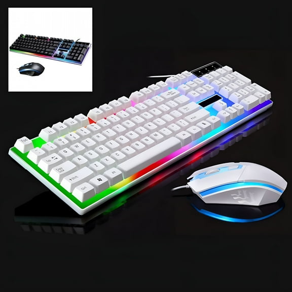 GJX Mechanical Gaming Keyboard, Programable RGB Backlit, Blue Switches, Water Resistant, 87 Keys Anti-Ghosting for Mac PC, White
