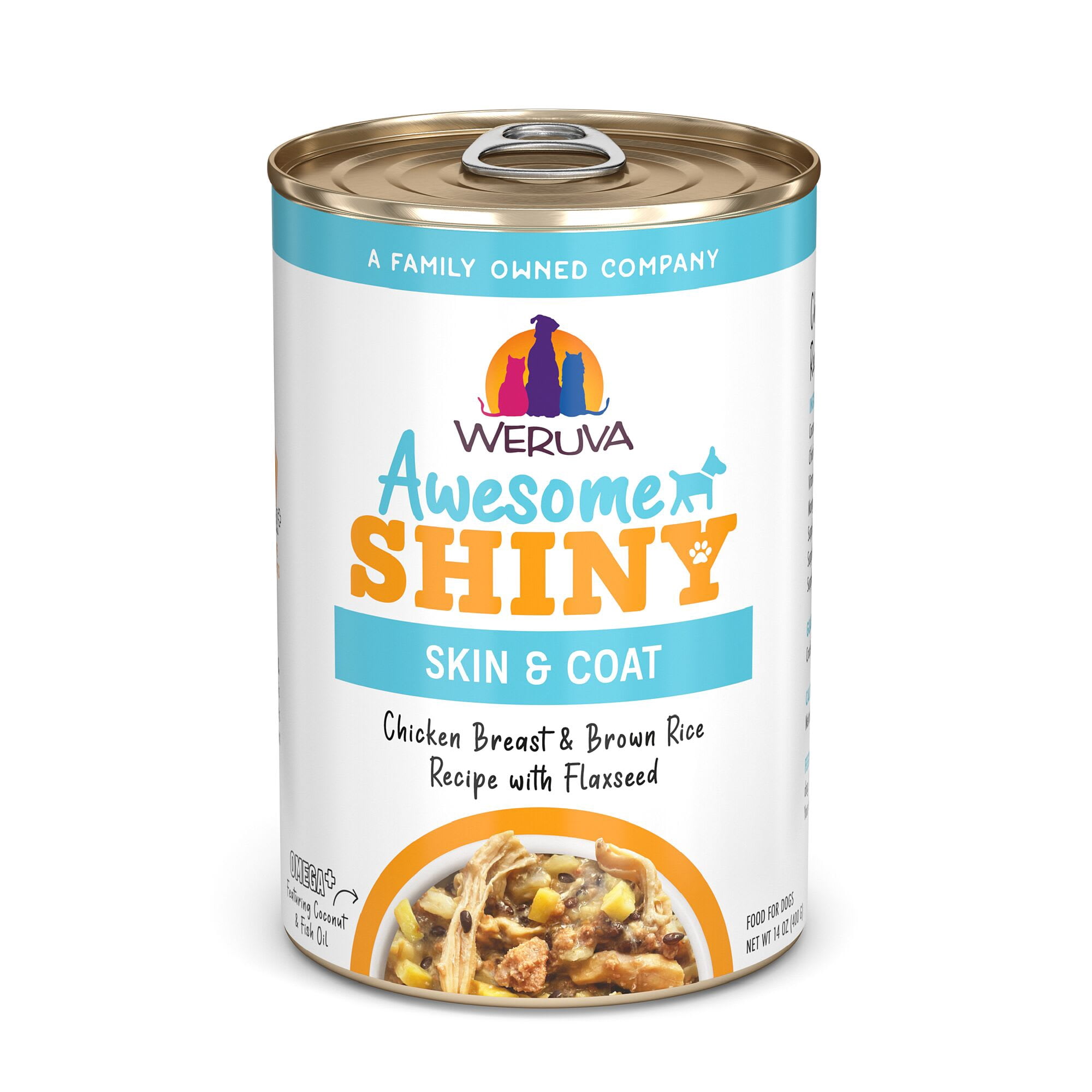 Weruva Awesome Shiny Chicken Breast & Brown Rice Recipe with Flaxseed Wet Dog Food, 14 oz., Case of 10