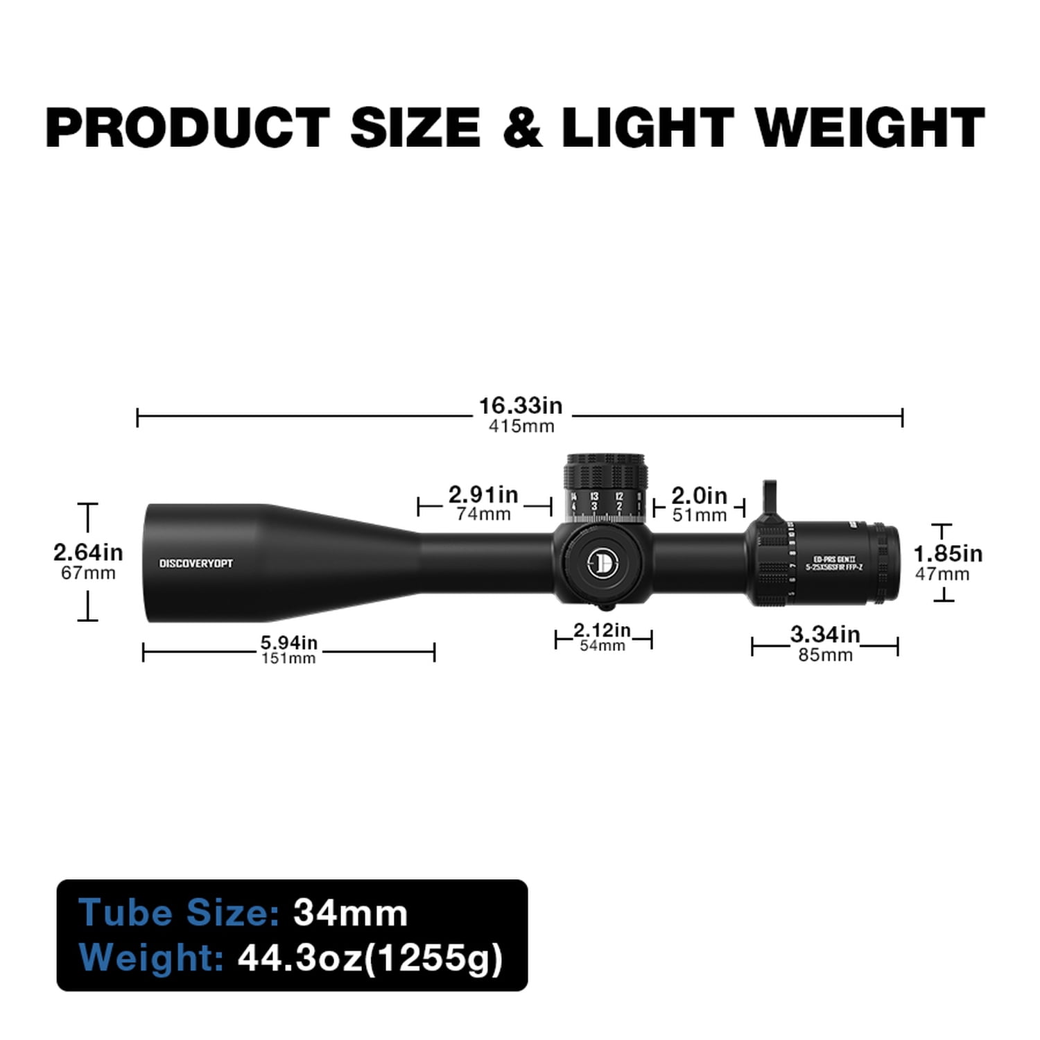 DISCOVERYOPT ED-PRS GEN2 5-25X56 Side Parallax Adjustment Riflescope 6-Stage Illumination 34MM Tube