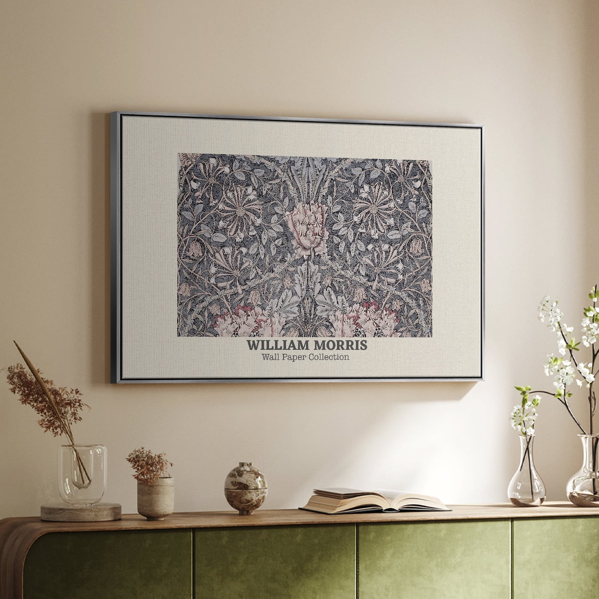 Vintage Abstract Print-XLV Framed in Silver Wood Gallery Wrapped Canvas 17 in. x 25 in.