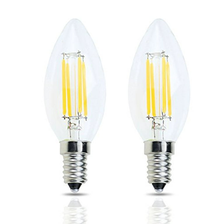 Lamsky E14 Base LED Filament Candle Light Bulb,E14 European Base Bulb,Warm White 2700K 400LM 40W Equivalent,C35 Clear Glass Torpedo Shape Top,No-Dimmable (2-Pack) Walmart.com