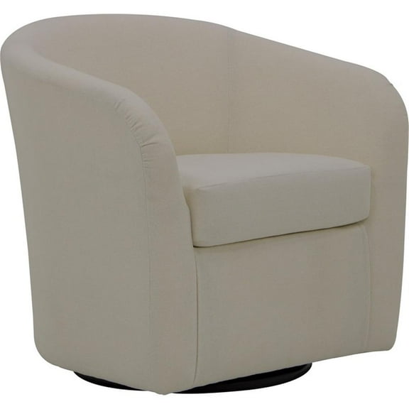 Fox Hill Trading Traditional Fabric Curved Arm Swivel Tub Chair in Cream