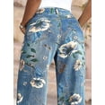 thumbnail image 4 of Pantalones Flamingals vintage con estampado floral recto azul medio para mujer, 4 of 5