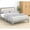Beige + Gray + Cotton + Linen + Particle Board+MDF + Rubber Wood-2, variant on Nordic Style Bed Frame,Platform Bed Frame with Wooden Slats