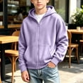 thumbnail image 2 of CYRBOKO Boys Hoodies with Pockets, Long Sleeve Cotton Casual Full Zip Kids Outerwear Purple Size 12-13 T, 2 of 4