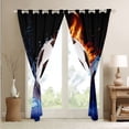 thumbnail image 4 of Football Curtains 38x54 inch,Ice and Fire Art Design 30%-50% Blackout Curtains,Soccer Sports Teens Youth Curtains & Drapes,Navy Blue Cool Football Window Curtains for Living Room Bedroom, 4 of 6
