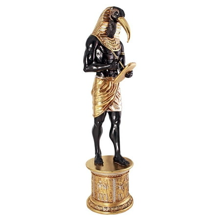 Design Toscano The Egyptian Grand Ruler Collection: Life-Size Thoth Statue atop a Temple Column Mount
