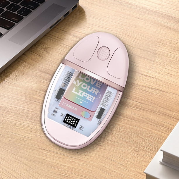 Ratón de ordenador recargable USB C CUTICAT ratón silencioso totalmente transparente para tableta portátil Rosa