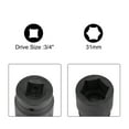 thumbnail image 3 of Uxcell 3/4" Drive 31mm 6-Point CR-MO Steel Shallow Impact Socket, 3 of 5
