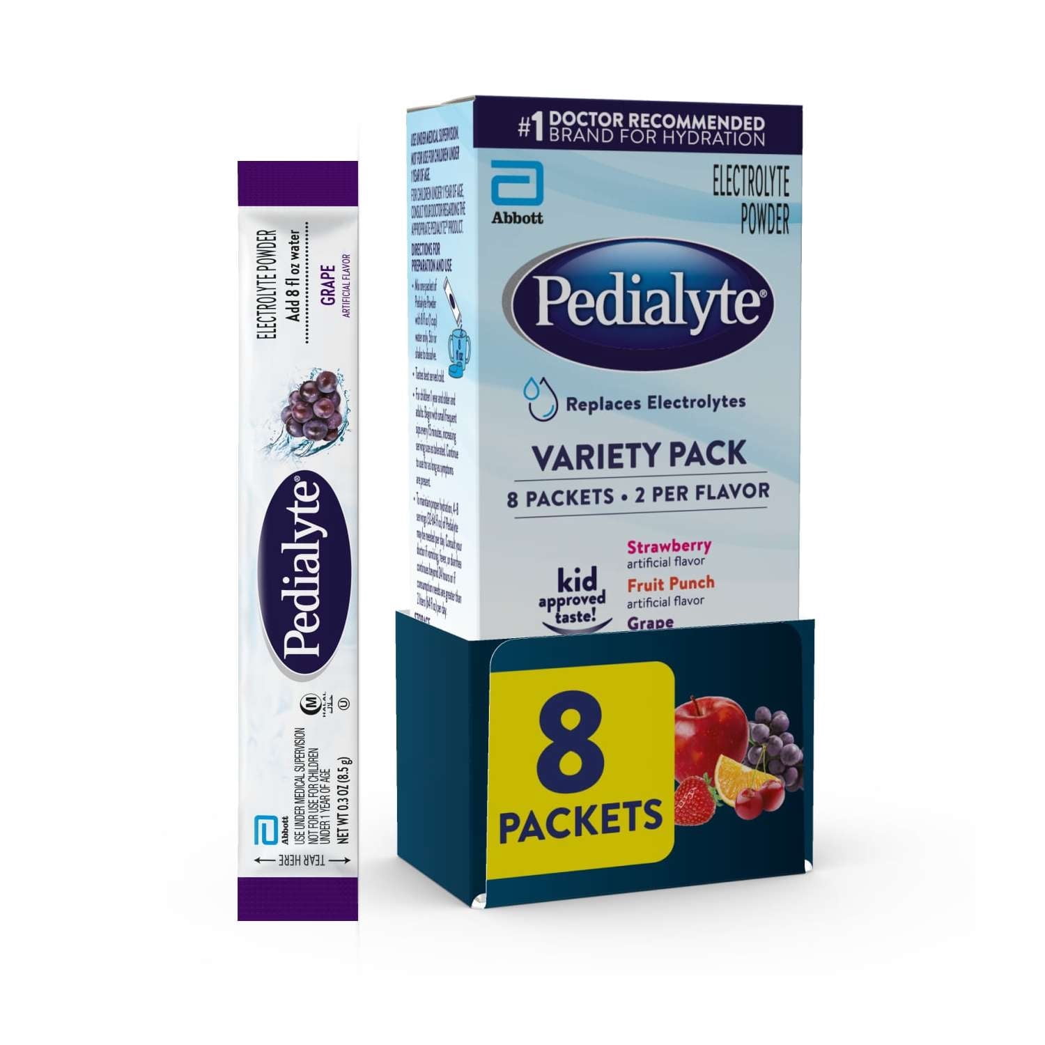 (6 pack) Pedialyte Electrolyte Powder, Electrolyte Drink, Variety Pack, Powder Sticks, 0.3 oz, 8 Count