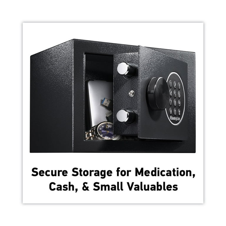 Electronic Security Safe, 0.14 cu ft, 9w x 6.6d x 6.6h, Black Electronic Security Safe, 0.14 cu ft, 9w x 6.6d x 6.6h, Black