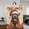 thumbnail image 3 of Merry Christmas Santa Pitbull Scarf Twinkling Lights Xmas Holiday Cozy Fleece Blanket Terrier Dog Lover Warm Soft Throw Blanket - 00022, 3 of 5