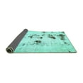 thumbnail image 2 of Ahgly Company Indoor Round Solid Turquoise Blue Modern Area Rugs, 4' Round, 2 of 4