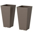 thumbnail image 2 of Outsunny 23" Tall Planters, Set of 2 Plastic Flower Pots, Stackable Tapered Outdoor Planters, Brown, 2 of 9