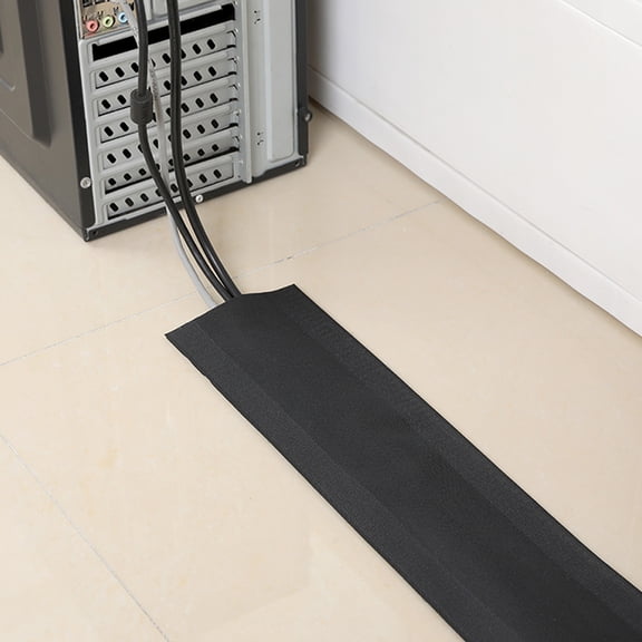 DEEPCRAFF Office Carpet Cable Grip Strip Black Nylon Cable Cord Cover with Hook and Loop