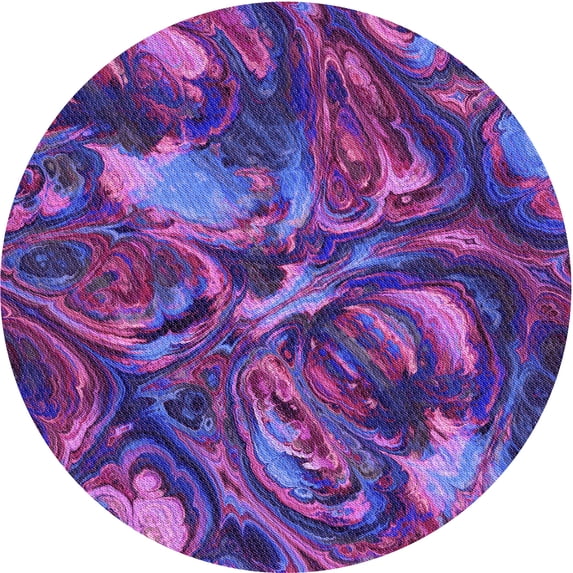 Ahgly Company Machine Washable Indoor Round Transitional Dark Magenta Purple Area Rugs, 3' Round