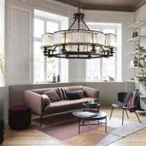 More Change 33.5" K9 Crystal Chandelier Black Luxury Ceiling Lamp 8-Lights Pendant Fixtures