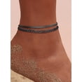 thumbnail image 3 of Silvora Black Layered Anklets for Women Stackable Flat Snakle Chain Cuban Link Chain Ankle Bracelet Set Waterproof Foot Chain Summer Beach Boho Jewelry Gifts for Mom Mothers Day, 3 of 6