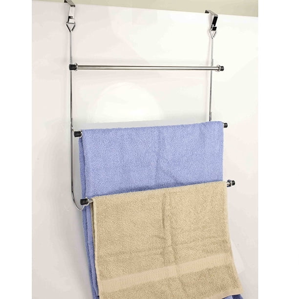 Home Basics 3 Tier Over The Door Bathroom Towel Rack Chrome