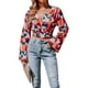 thumbnail image 4 of Txlixc Blusa de manga larga para mujeres, flor / patrón geométrico / vendaje impreso leopardo Txlixc moda, 4 of 9