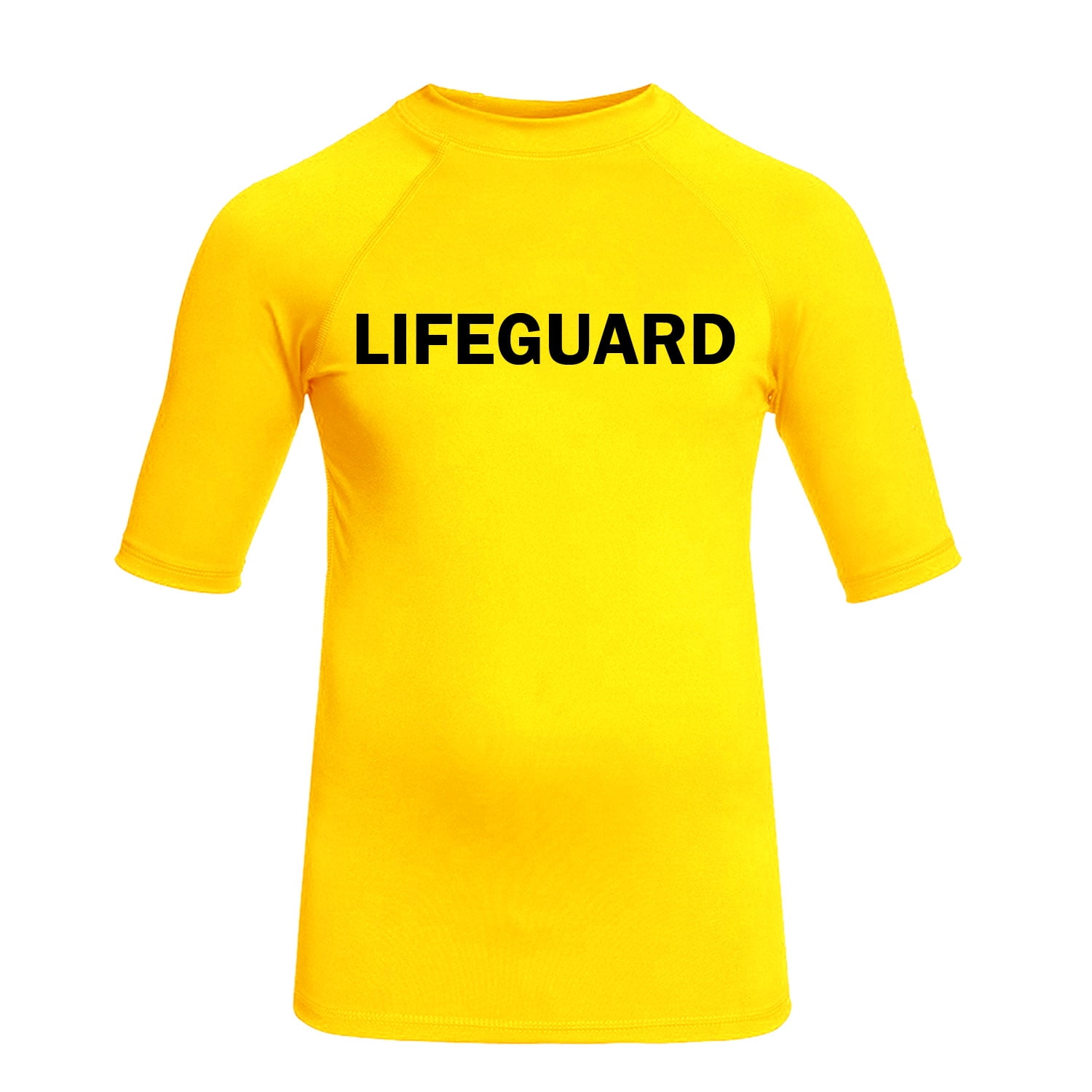 Lifeguard Short Sleeve UV Protective Mens Rashguard Sun Shirt Yellow