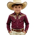 thumbnail image 3 of sususu Boys Western Shirts Long Sleeve Pearl Snap Button Down Cowboy Shirt Toddler Kids Retro Country Tops Outfit 8-9 Years, 3 of 5