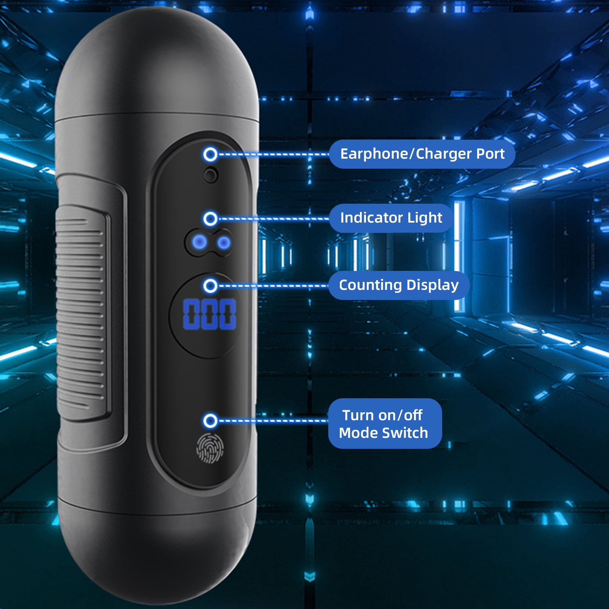 OCTMOM 2 in 1 Automatic Male Masturbator,Masturbators with 12 Vibration  Modes , Black