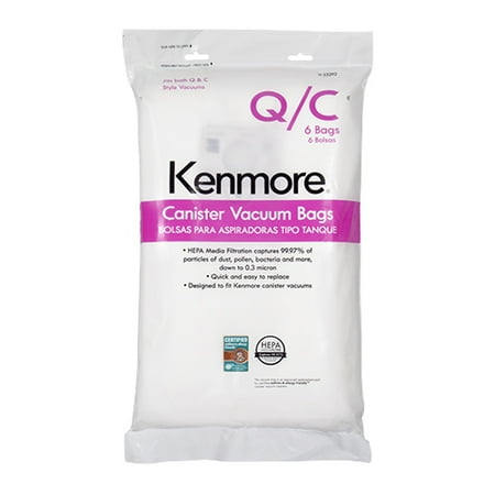 Kenmore 53292 6 Pack Type Q HEPA Vacuum Bags for Canister