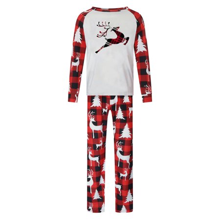 

AnuirheiH Xmas Pjs Set Men Dad Printed Blouse Round-Neck Tops+Pants Family Matching Pajamas Set Clearance Under $10