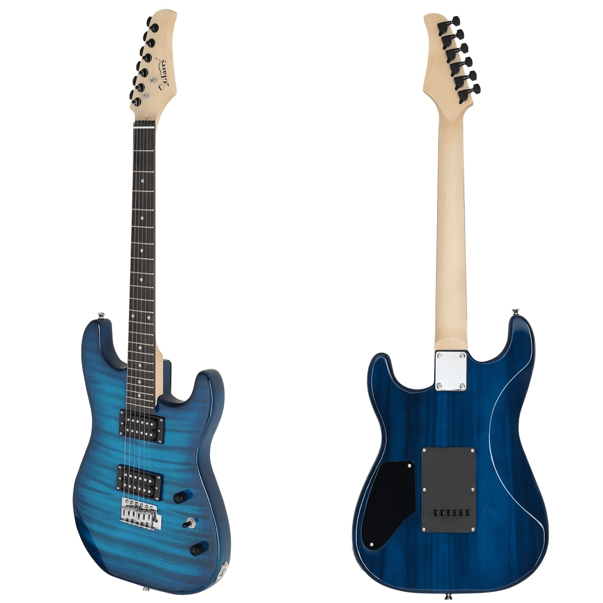 6-String Electric Guitar with 20W Amplifier, H-H Pickup GST Stylish Tiger Stripe Electric Guitar Kit with Bag/Strap/Tremolo Arm/Amp Wire/Wrench Tool (Blue)
