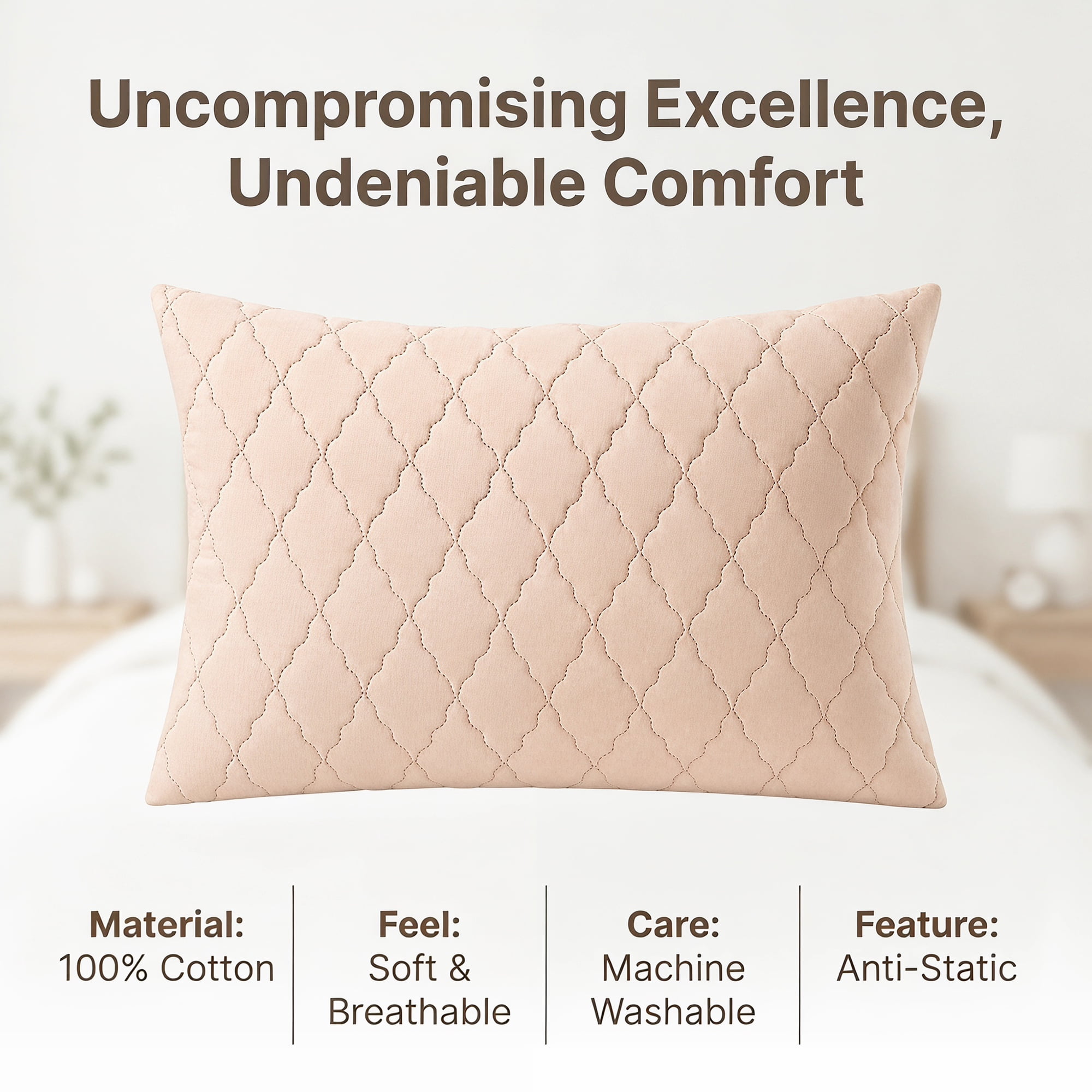 Unique Bargains Breathable Hypoallergenic Envelope Pillow Protectors Queen Khaki 20" x 30"