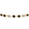 thumbnail image 2 of Gem Stone King 3.46 Ct Round Black Sapphire 18K Yellow Gold Plated Silver Lab Grown Diamond Tennis Bracelet for Women (Fully Adjustable up to 9 inch), 2 of 3