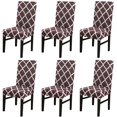 thumbnail image 1 of Dining Chair Slipcover Set of 6 Pack Stretch Spandex Short Dining Chair Protective Cover Removable Chair Protector Seat Covers for Dining Room Wedding Banquet Party (White+Coffee), 1 of 8