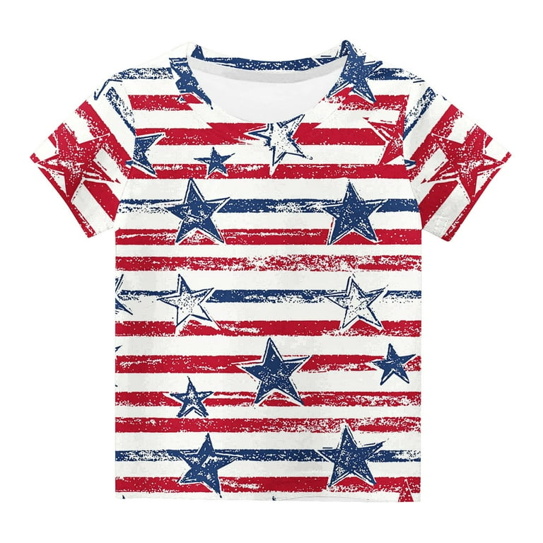 GERsome Boys Girls American Flag T-Shirts 4th of July Patriotic