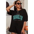thumbnail image 3 of Camiseta con estampado de BROOKLYN para hombre y mujer, moda de verano, camisetas informales europeas y americanas para mujer, camiseta de gran tamaño, 3 of 5