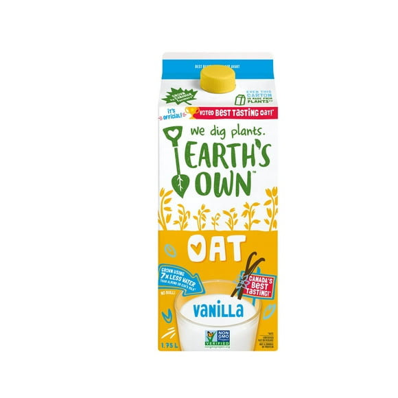 Earth's Own Oat Beverage Vanilla 1.75L, Earth's Own Oat Milk, Vanilla, Plant-Based Beverage, Dairy-Free 1.75L