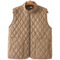 thumbnail image 4 of QUNYINEY Puffer Vests for Women 2025 Trendy Full Zip Yellow Quilted Outwear Sleeveless Stand Collar Loose Fit with Pockets Winter Jackets for Women Trendy, 4 of 4