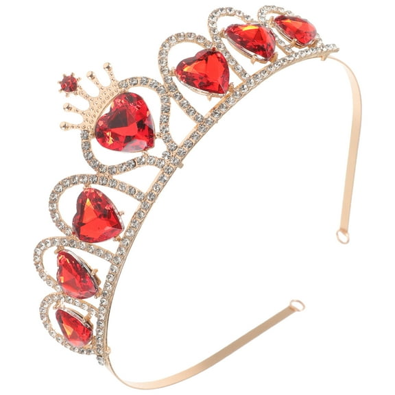 LABSERRON Hearts Tiara Crown Headband Red Hair Decor 1Pack for Women Wedding Valentine Day
