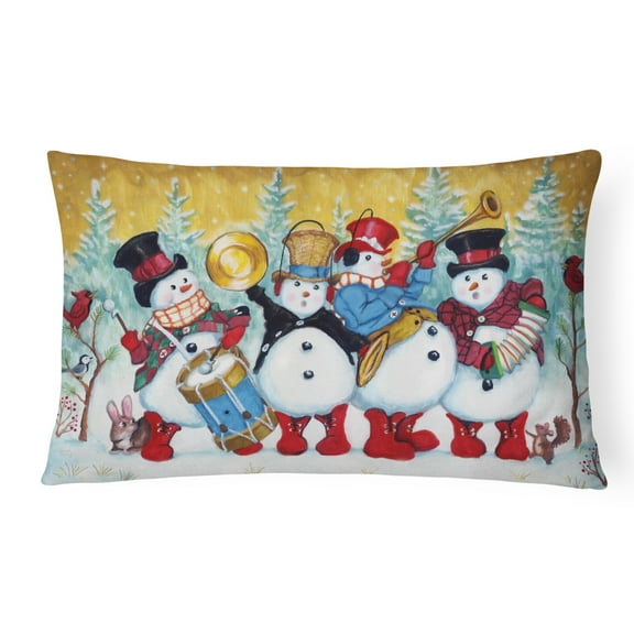 Carolines Treasures PJH3002PW1216 Snowmen Strike up the Band Canvas Fabric Decorative Pillow, 12H x16W, multicolor